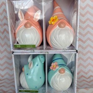 New - Spring Easter Gnome set - Peach sold - box is 5 1/2" Blue Available